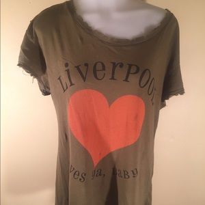Wildfox Loose Off Shoulder Tee Liverpool Beatles
